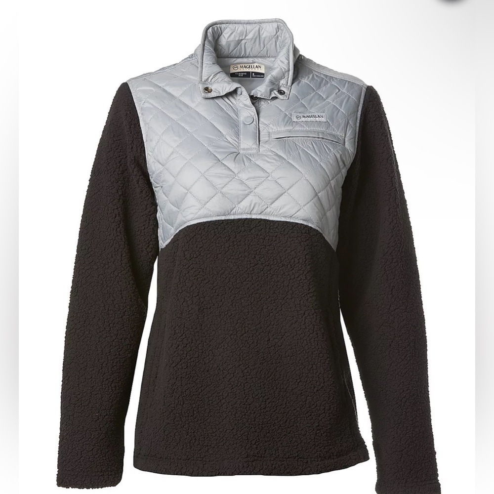 Magellan Outdoors Women's Campfire Mixed Media Pullover Sweatshirt size MEDIUM.